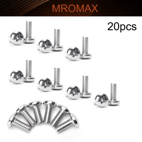 MroMax M8 x 20mm Machine Screws, Pan Phillips Cross Head Screw, 304 Stainless Steel Fasteners Bolts, 20Pcs