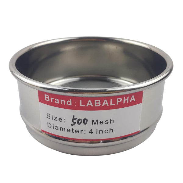 LABALPHA 500 Mesh Lab Sieves, Test Sieve #500 Mesh, 4'' Diameter, 304 Stainless Steel Wire Cloth
