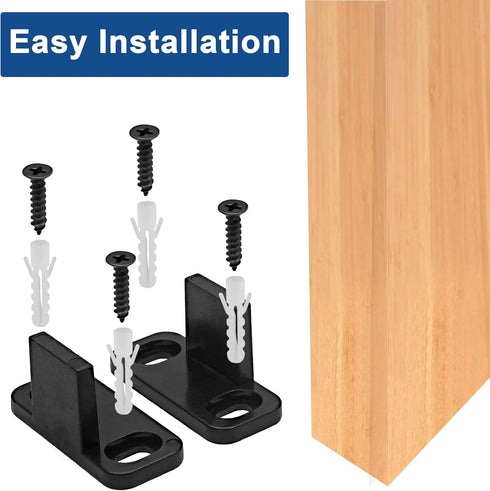 Black Sliding Barn Door Floor Guides, Plastic Bypass Door Guide Hardware, 8-Pack