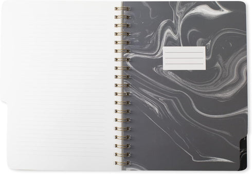 Fringe Studio Large Tab Notebook, Marble Gray, 180 Lined Pages, Flexible Paperback Cover, 5 Subject/Die-Cut Dividers