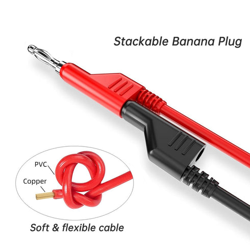 Generic P1037 5PCS 4mm Stackable Banana Plug to Alligator Clip Crocodile Clamp Multimeter Test Leads Soft PVC Cable
