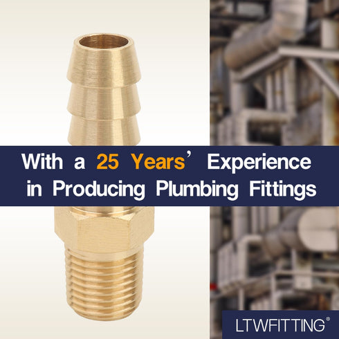 LTWFITTING Brass Fitting Coupler - 5/16-Inch Hose Barb x 1/8-Inch Male NPT, Pack of 5
