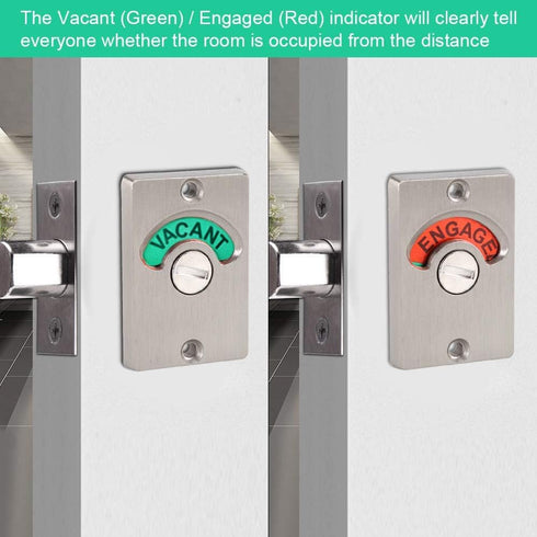 Door Lock Bathroom Toilet Door Lock with Occupancy Indicator Stainless Steel Vacant Engaged Toilet Indicator Lock Hardware Accessory by Garosa