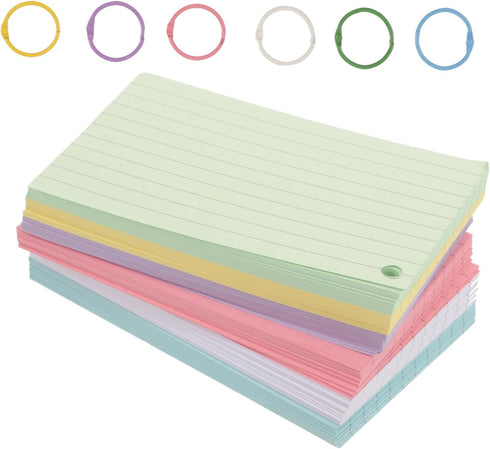 5sets TEHAUX Blank Index Note Cards Binder Writing Cards for Vocabulary Daily Planning and Study Convenient Portable