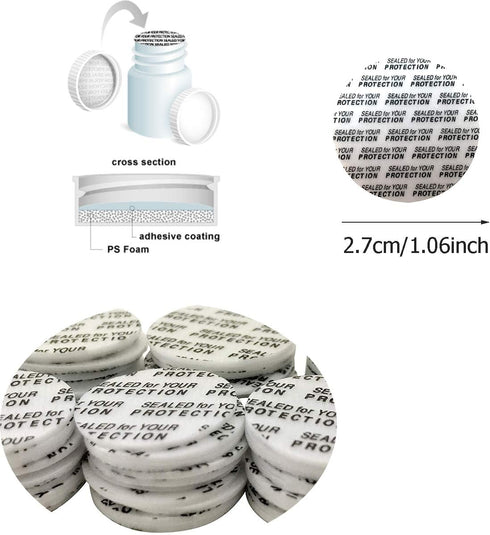 Pressure Sensitive Seals, Cap Liners, Bottle Seal, Foam Safety Tamper Resistant Gasket for Cosmetic Bottles (150 Pieces)