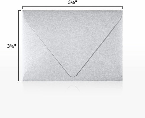 LUXPaper 4Bar A1 Contour Flap Invitation Envelopes | Silver Metallic | 3 5/8" x 5 1/8" | 80lb. Text | 50 Qty