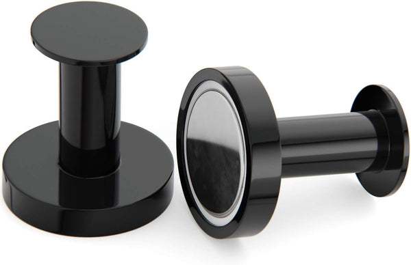 Mavoro Strong Magnetic Hooks Set of 2, Heavy Duty Black Magnet Hooks for Hanging Coats and Bags, Neodymium 52 Rare Earth