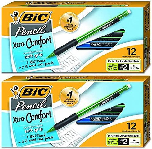 Xtra-Comfort Mechanical Pencil, Medium Point (0.7mm), 12 Count Pack of 2 by BIC