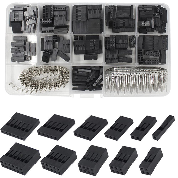 Mesee 620 Pieces Dupont Crimp Pin Connector Assortment Kit, 2.54mm Pitch JST SM 1-6 Pin Housing