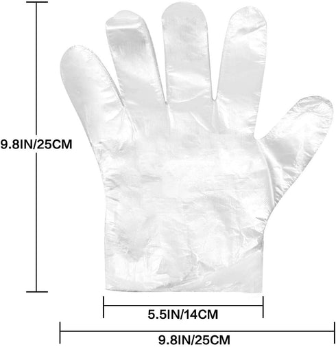 300pcs Disposable Plastic Gloves, Latex Free Powder Free Clear Polyethylene Hand Gloves Non-Sterile for Cleaning Cooking, Hair Coloring, Dishwashing, Food Handling, Large 300 Count (Pack of 1)