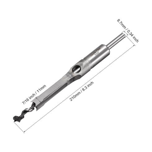 uxcell 7/16" x 210mm Square Hole Drill Bits for Wood, Mortising Chisel Bit Auger Spur Cutter Tool