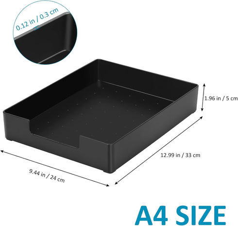Stackable Letter Tray Paper Organizer, A4 Size Desk Organizer Tray for Letter Paper/Stationery/Desk Accessories, Plastic Paper Holder File Organizer for Office, School, Home Storage (Black) by SANWICH
