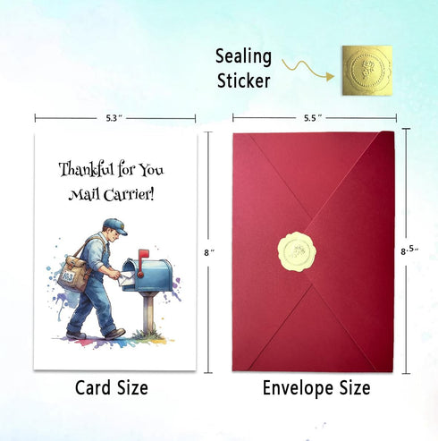 Bestmelo Mail Carrier Thank You Card, Postal Worker Appreciation Card, Thank You Gift with Red Envelope and Gold Seal