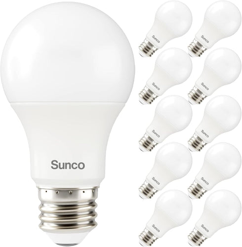 Sunco Lighting - 10 Pack 3W=40W A19 LED Light Bulbs, CRI91, 2700K White, 250 Lumens, E26 Base, Indoor/Outdoor