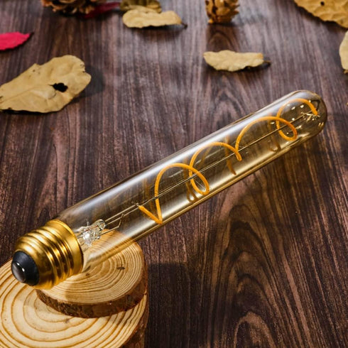 Leools Vintage LED Spiral Filament Bulb T10, 8.9inch Long, Dimmable Edison Light Bulbs, E26 Base, 4 Pack.