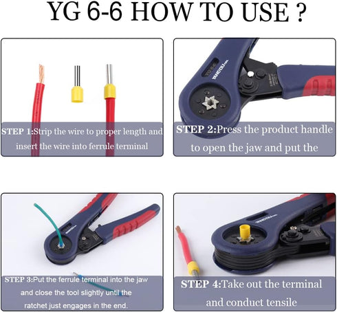 Yangoutool Ferrule Crimping Tool YG6-6, Hexagonal Design, AWG28-10, Compact Wire Ferrule Crimper for Insulated