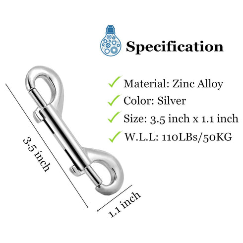 Bolt Snaps Double Ended Hook Set, 6 Zinc Alloy Trigger Metal Clips for Key Chain, Dog Leash, Pet Sling