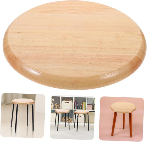 OUNONA Replacement Wooden Stool Seat Solid Rubberwood Round Dining Stool Accessory Sturdy Comfortable Scratch-Resistant