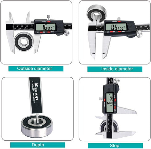 Kynp Digital Caliper, 8 Inch Micrometer Tool with Stainless Steel Body and Large LCD Screen