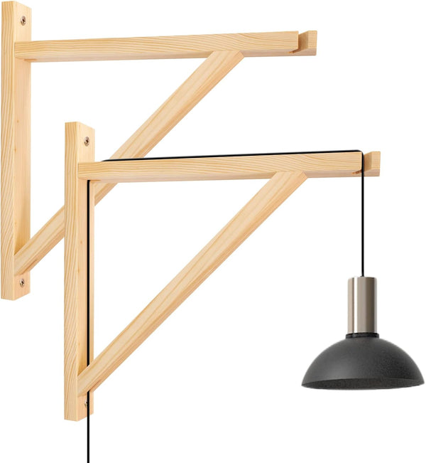 Cuyacili Wall Lamp Shelf Wood Bracket Wall Mount Triangle Supports Hanging Wall Sconces