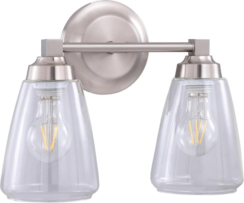 Aspen Creative 62732-09-2, 13 3/8" Two-Light Metal Bathroom Vanity Wall Light Fixture, Wide, Transitional Design