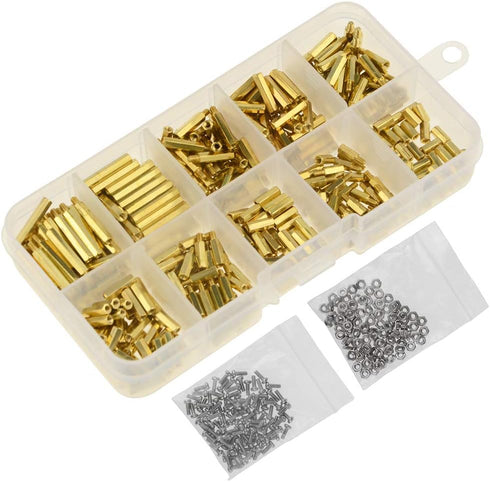 XINGYHENG 600pcs M2 Brass & Stainless Steel Standoffs, Screws & Nuts Assortment Kit for Electronics