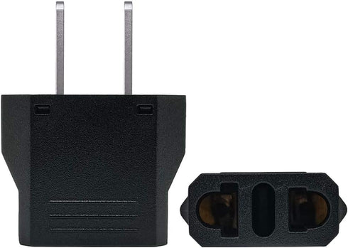 US Plug Adapter, Small European to US Plug Adapter, Black, EU to US Travel Power Plug Adapter (2-Pack)