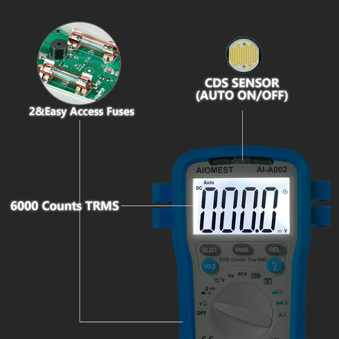 6000 Counts TRMS Digital Multimeter, Auto Ranging Multitester for AC/DC Current, Voltage, Resistance, and More