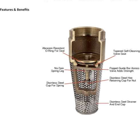 Merrill MFG FVNL100 1" No-Lead Brass Foot Valve - 710 Series, 1" Female Connection