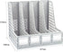 ZQS Magazine File Holder, Sturdy Plastic Binder Organizer for Office Storage, 4 Vertical Compartments, Desktop