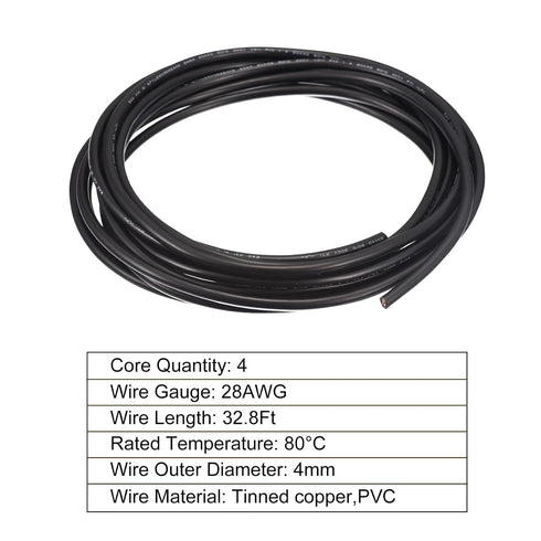 MECCANIXITY 28AWG Electrical Wire, 4 Conductors 32.8Ft Power Cable for LED Strips Lamps Lighting