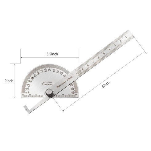 Angle Protractor, Stainless Steel Angle Ruler Finder 0-180 Degrees, 10 cm Woodworking Measure Tool