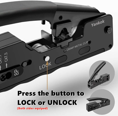 Yankok Modular Crimper for CAT5 CAT6 CAT7, Shielded and Unshielded RJ45 RJ12 RJ11 Network Connectors Ethernet Crimp