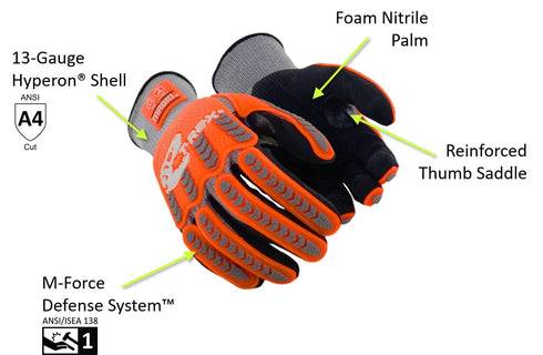 MAGID T-REX Flex Series Ultra-Lightweight Impact Gloves, Foam Nitrile Palm Coating Size 8/M