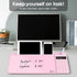 Varhomax Glass Desk Whiteboard Pink with Calculator, Desktop Dry Erase Board with Storage for Home and Office
