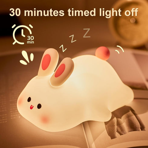 Beszeith Dimmable Big Face Rabbit Silicone Night Light for Kids,Cute Animal Lamp, Easter Rabbit,Gifts Light up Bunny