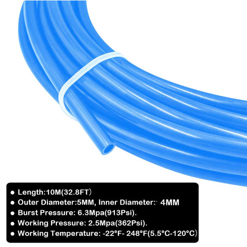 Beduan 5 mm OD Pneumatic Air Line Tubing Nylon Hose for Fluid Transfer or Air Brake System 32.8ft (Blue)