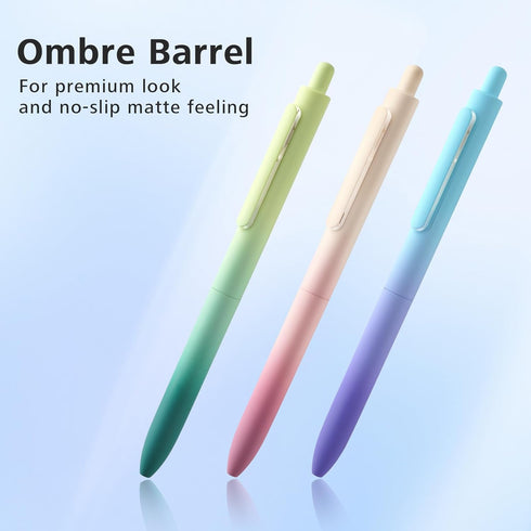 WRITECH Fine Point Gel Pens, 0.5mm Retractable Black Ink, 6ct Smooth Writing with Aesthetic Gradient Color Barrel