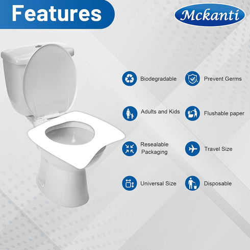 60 Pack Mckanti Toilet Seat Covers Disposable - XL Flushable Paper Toilet Seat Covers for Adults Kids Potty Training