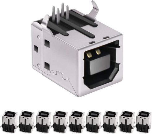 MXRS USB Female Type-B Port 4-Pin Right Angle PCB DIP Jack Socket 10 Pack