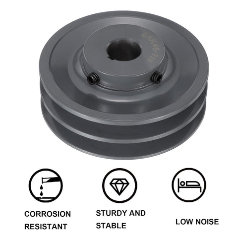 uxcell 2AK46-7/8 V-Belt Sheave, 7/8"Bore, 4.45"OD Double Groove Cast Iron Sheave for 4L or A Belt