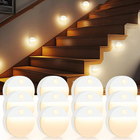 Guankai 12 Pack Motion Sensor Stair Light for Indoor, Battery Operated Night