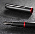Picasso 916 Matte Black & Red Ring Fountain Pen with Box, Titanium Gray Extra Fine Nib