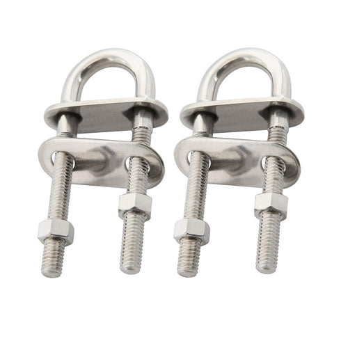 NovelBee 2-Pack 3/8" Stock Stainless Steel Stern Bow Eye U Bolt with Welding Plate, 4" Overall Length