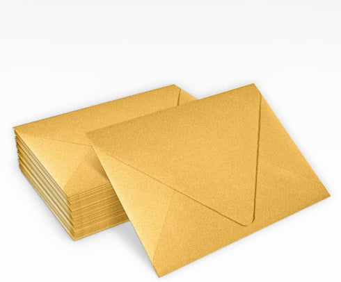 LUXPaper A2 Contour Flap Invitation Envelopes | Gold Metallic | 4 3/8" x 5 3/4" | 80lb. Text | 50 Qty