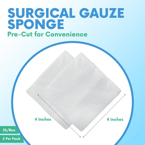 4x4 100 Packed HEALQU Gauze Pads Non-Woven - - Box of Sterile Individually Gauze Sponges - Super Absorbent Surgical