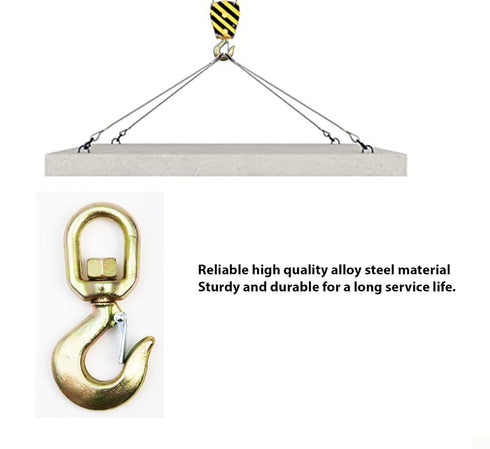 HI-GEAR 2 Ton Hoist Swivel Hooks, Heavy Duty Swivel Eye Hook for Lifting Chains, 4,400 Lbs Capacity, Pack of 2.