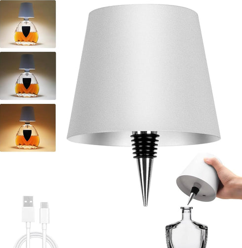 Wireless Bottle Lamp,Metal Wine Bottle Light with 3 Color Light Dimming, Waterproof