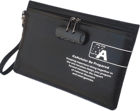 KaAutoler Fireproof Money Bag with Lock Fireproof and Waterproof Cash Bag with Zipper