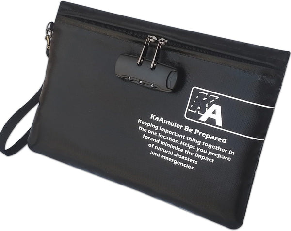KaAutoler Fireproof Money Bag with Lock Fireproof and Waterproof Cash Bag with Zipper